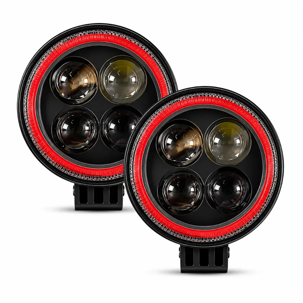 [FAL04R-SAI/FA-LHR4CR] Faro LED rojo de 3" con lupas y arillo de color