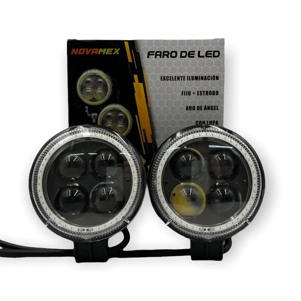 Faro LED rojo de 3" con lupas y arillo de color