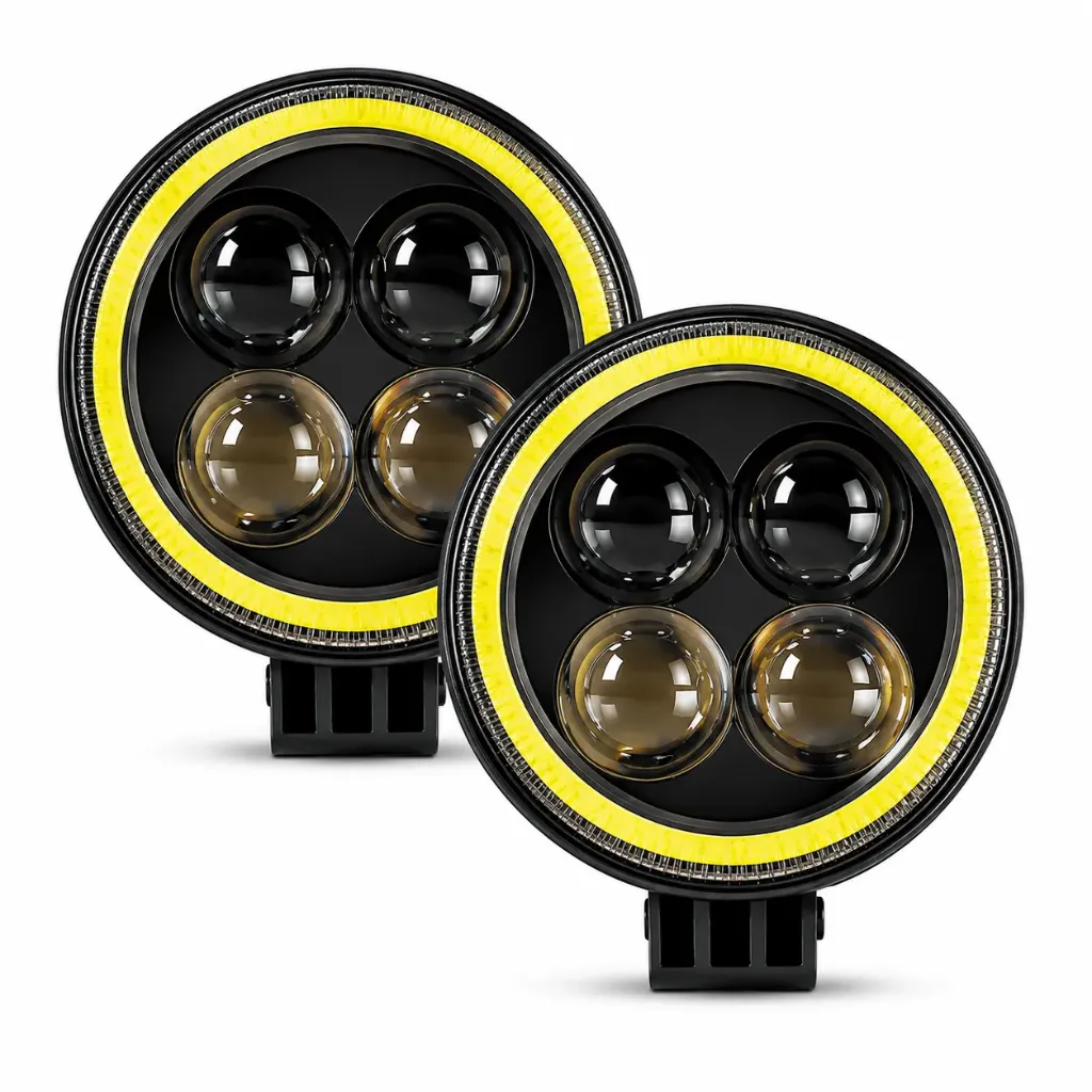 [FAL04Y-SAI/FA-LHR4CY] Faro LED amarillo de 3" con lupas y arillo de color