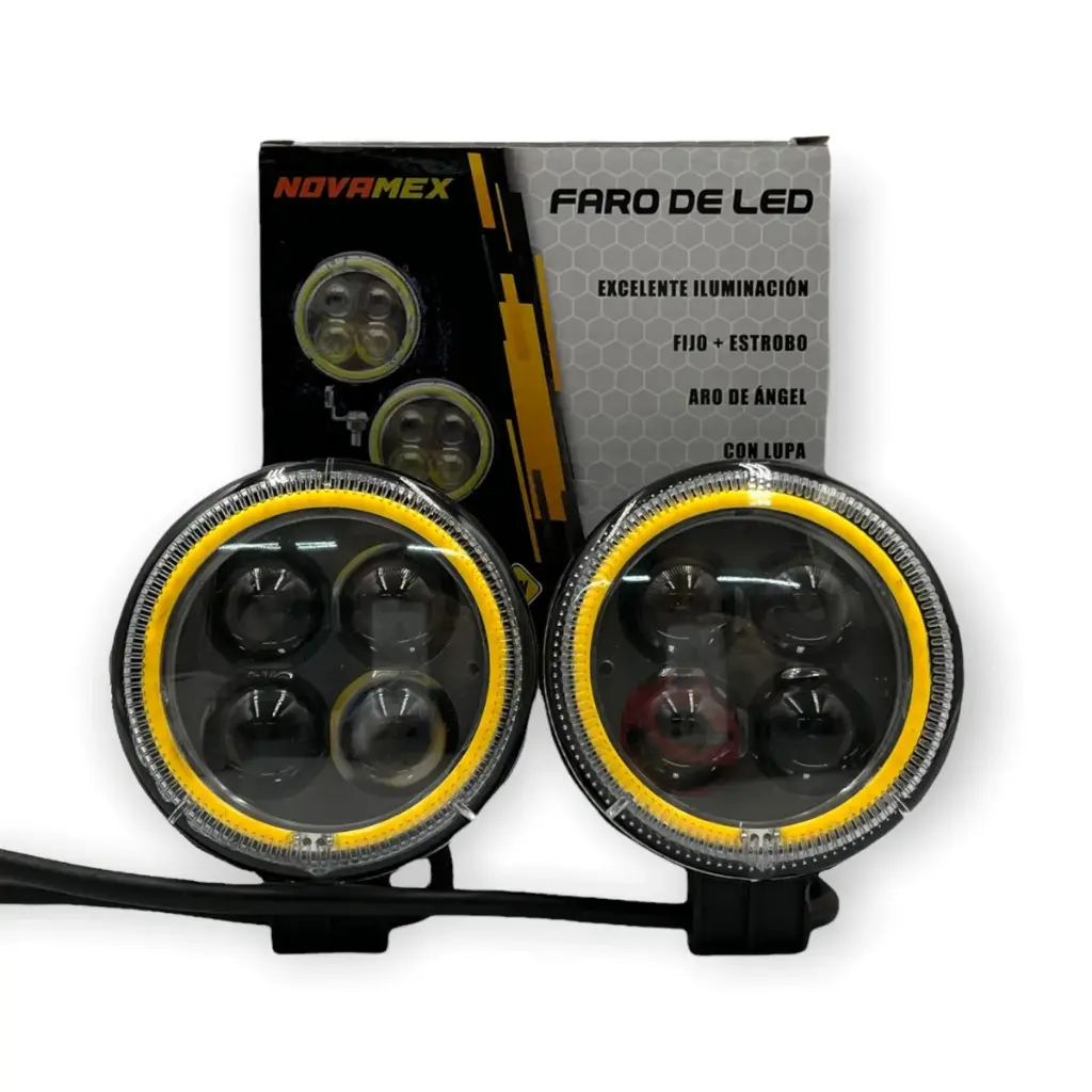 Faro LED amarillo de 3" con lupas y arillo de color
