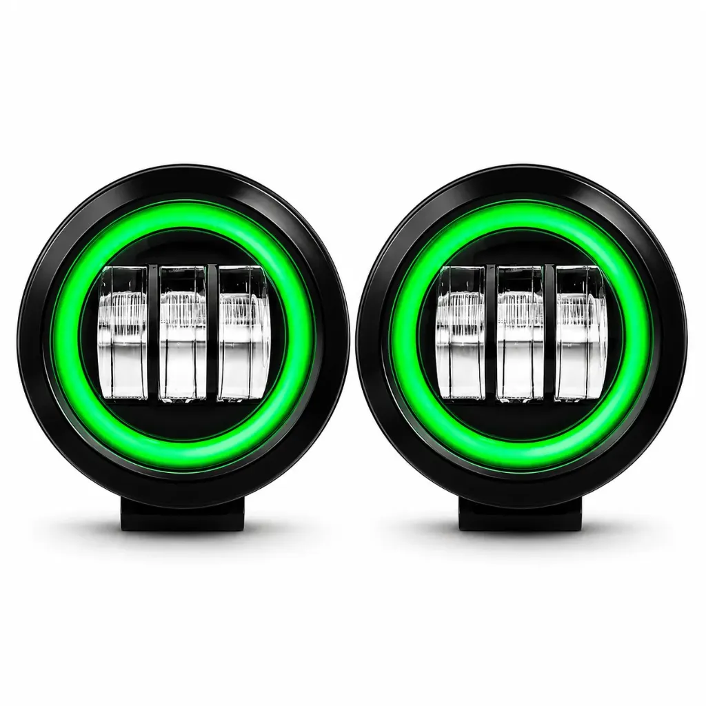 [FAL105G-SAI] Faro de LED verde con 3 lupas y arillo de gel 
