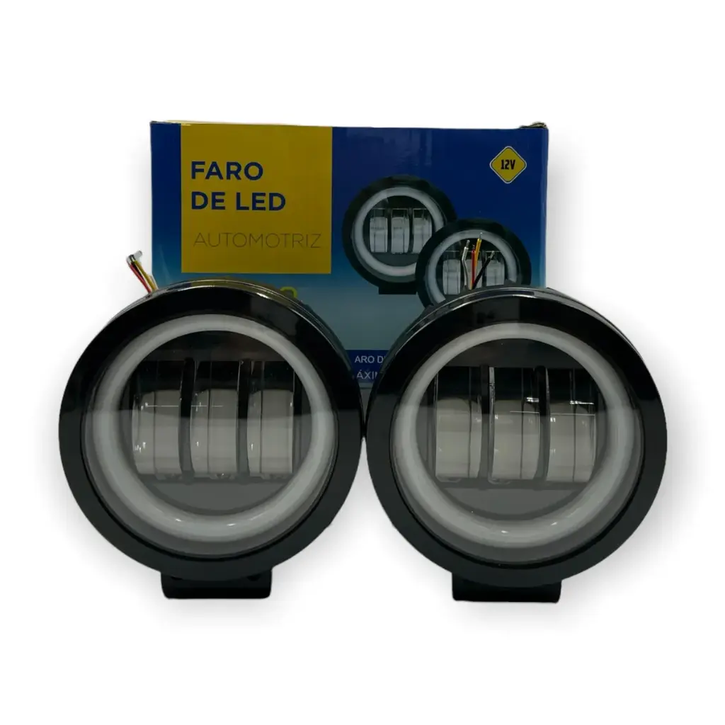 Faro de LED amarillo con 3 lupas y arillo de gel 