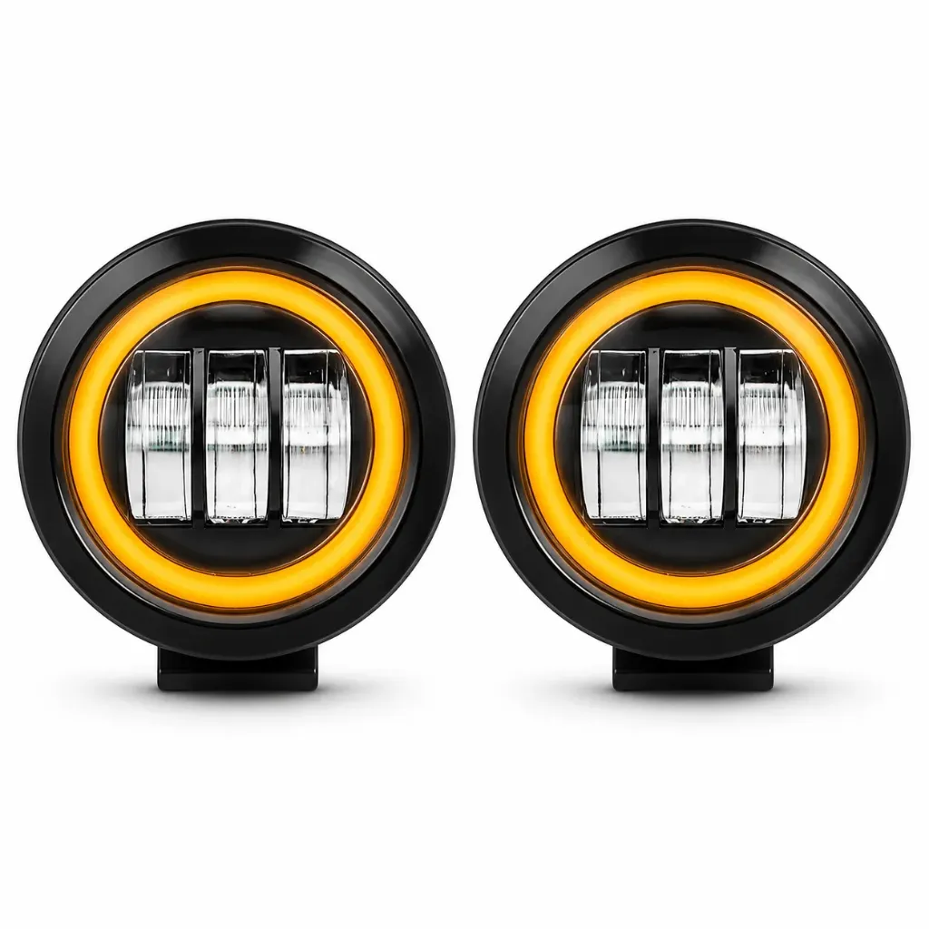 [FAL105Y-SAI] Faro de LED amarillo con 3 lupas y arillo de gel 