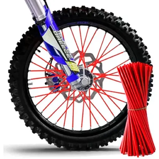 Cubre rayos rin de motocicleta rojo (bolsa de 72 piezas)