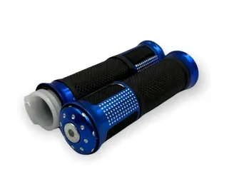 Puño metálico para moto azul