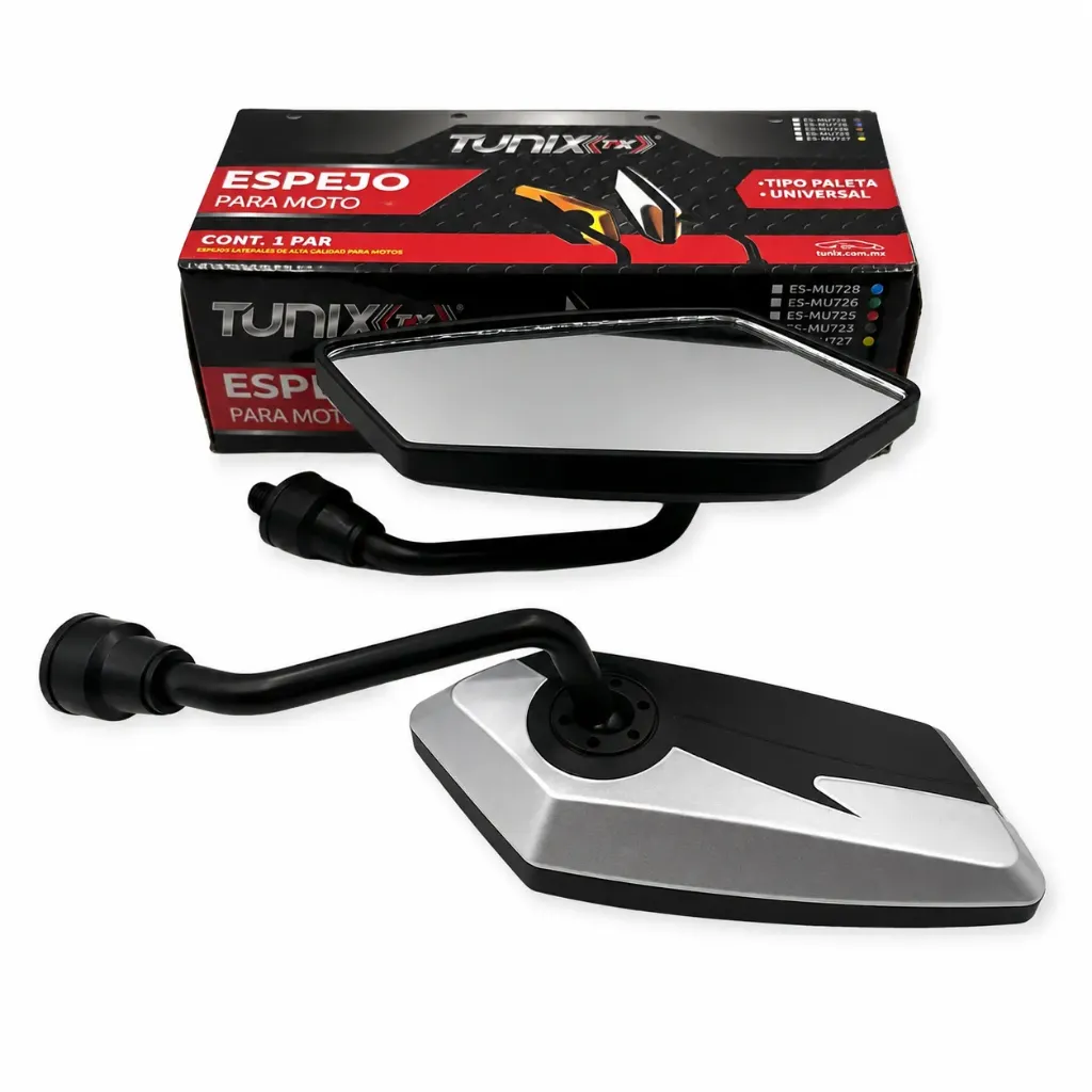 Espejo para moto universal tipo paleta plata