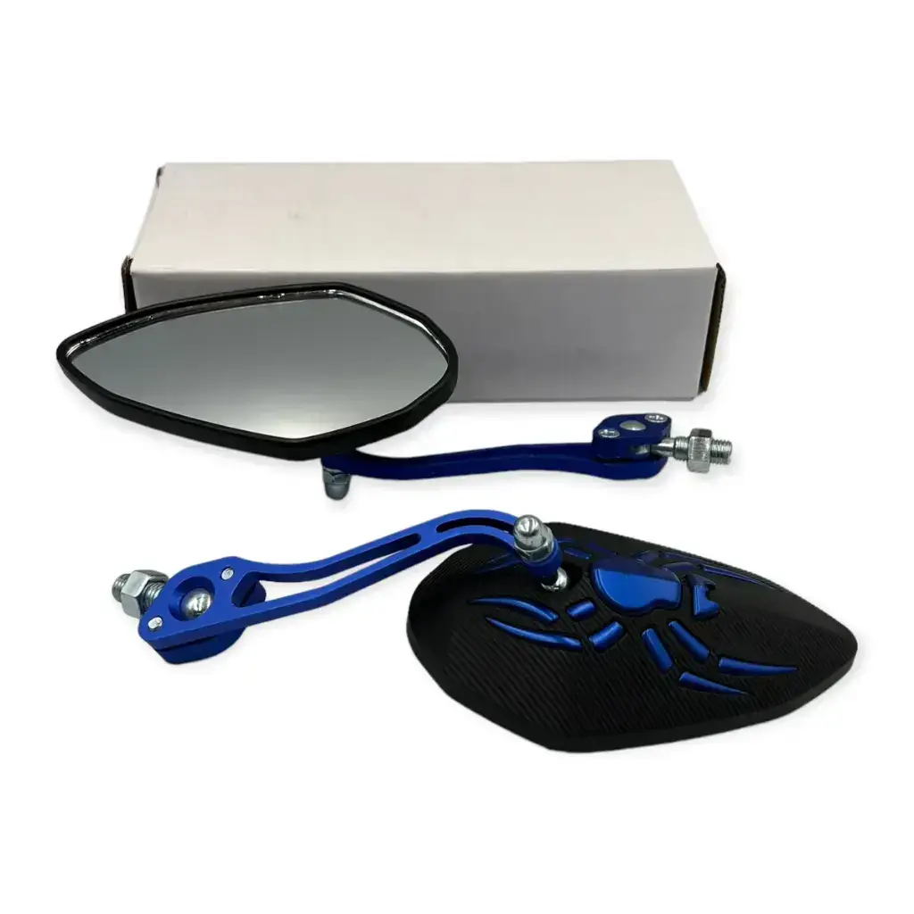Espejo universal para moto con diseño de araña azul
