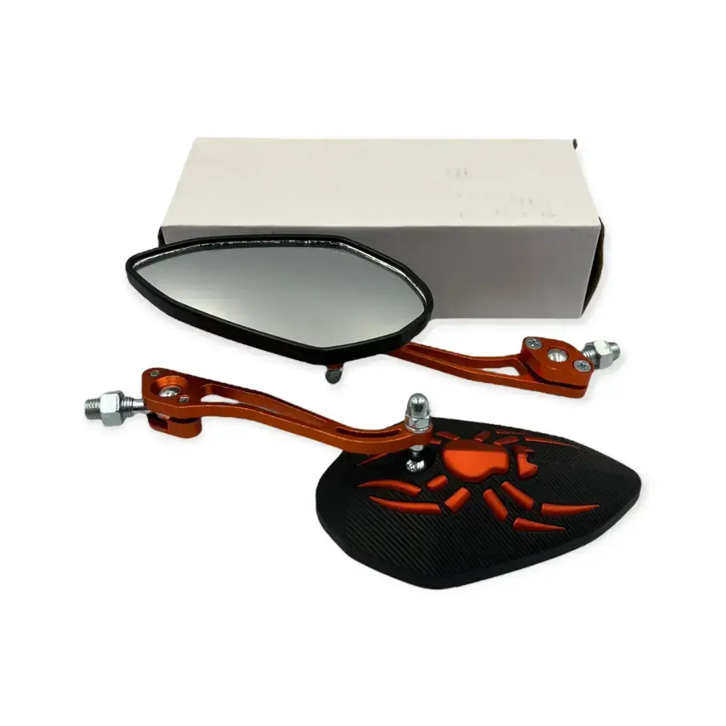 Espejo universal para moto con diseño de araña naranja