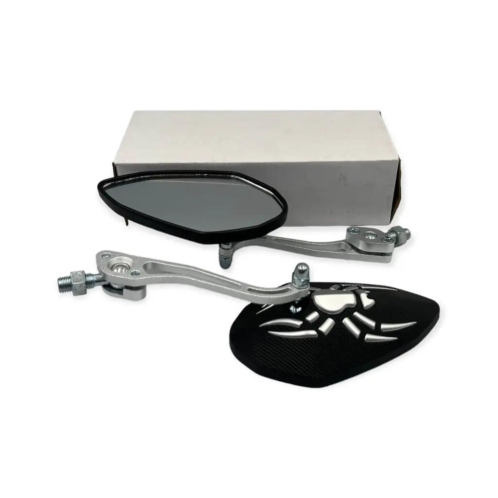  Espejo universal para moto con diseño de araña plata