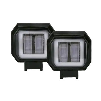 Faro LED blanco cuadrado con lupa y arillo