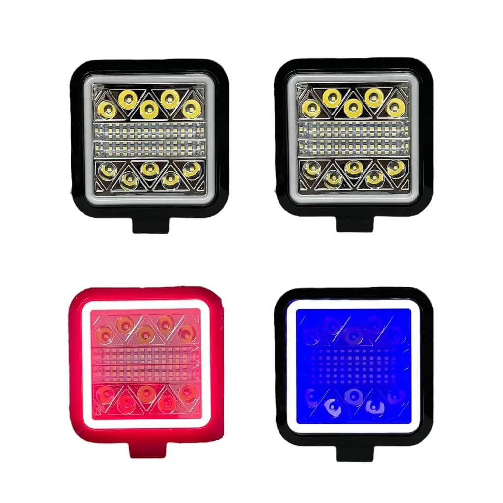 [FAL129RBL-SAI] Faro cuadrado código patrulla con LED  34 con arillo de color y con función 