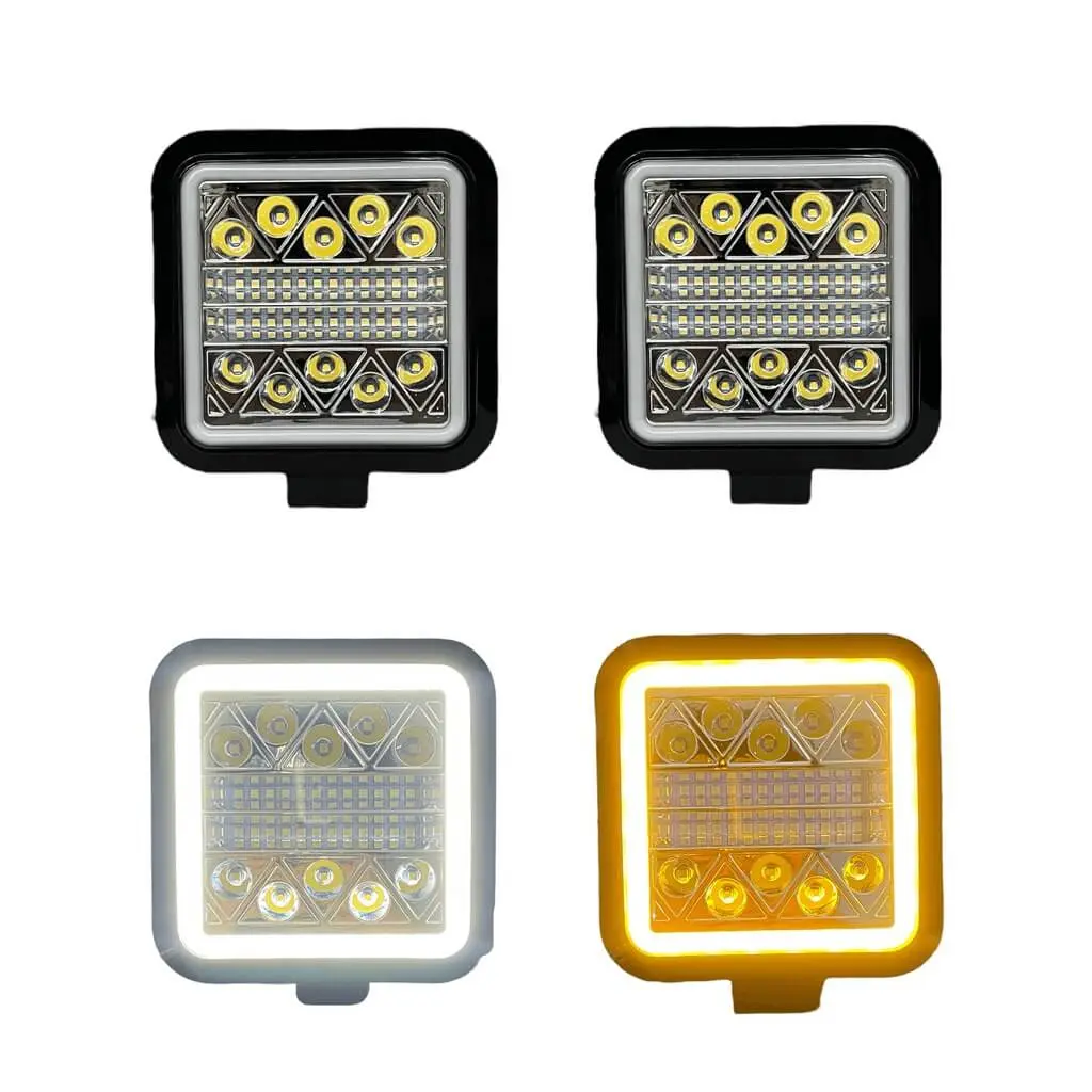 Faro cuadrado bicolor con LED 34 con arillo de color y con función 