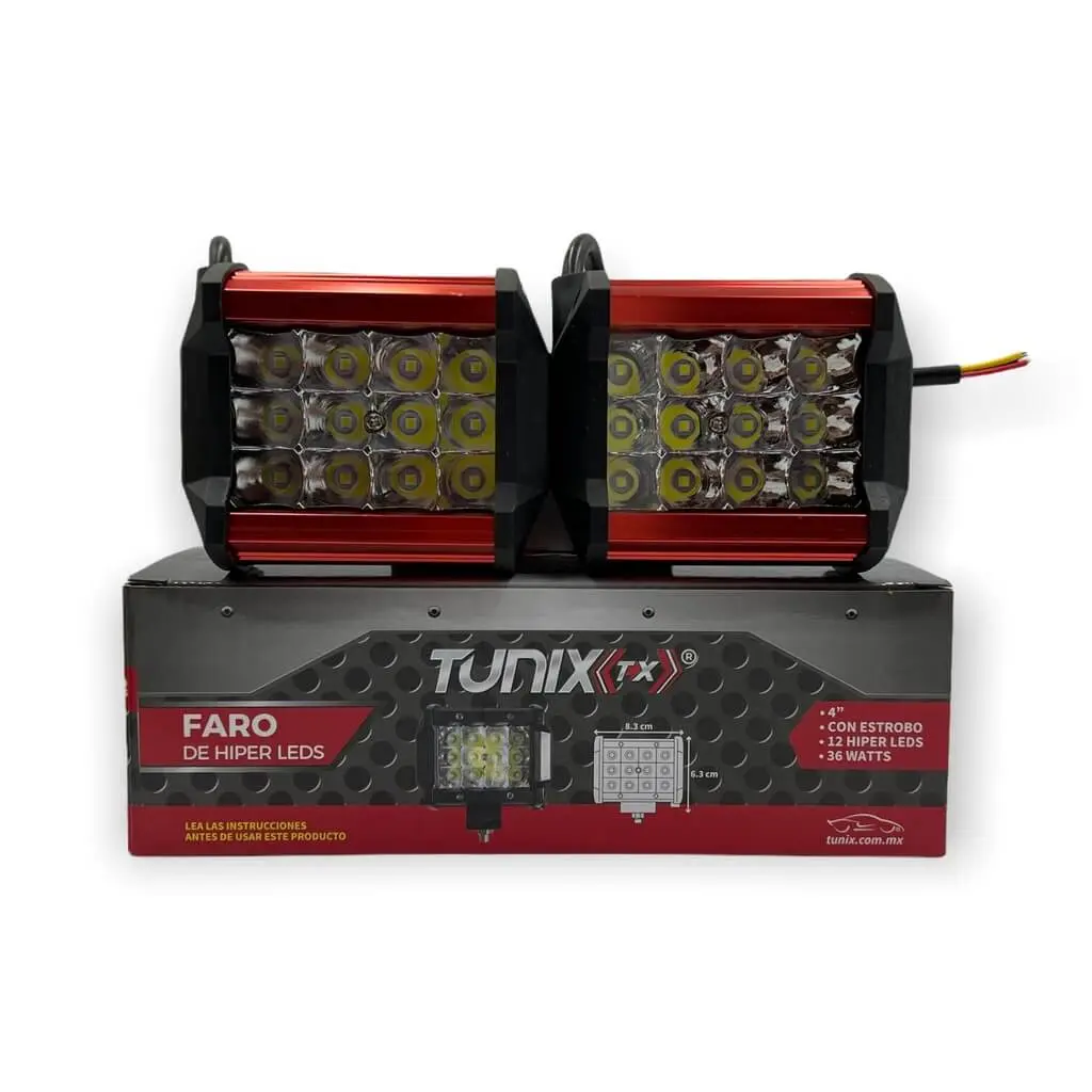 Faro de 12 LED carcaza de color rojo