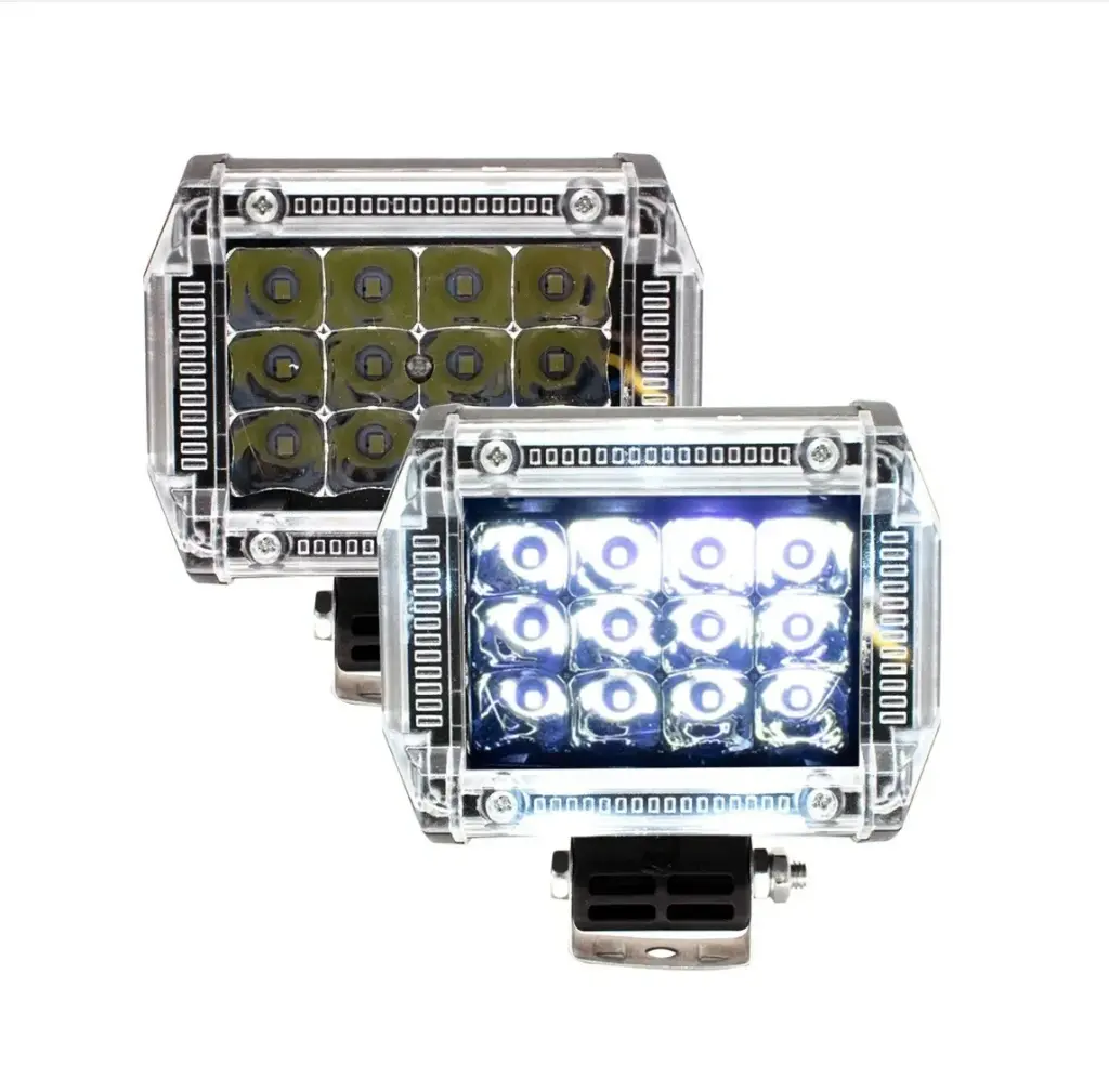 Faro de 12 LED blanco con luz blanca  y arillo de color