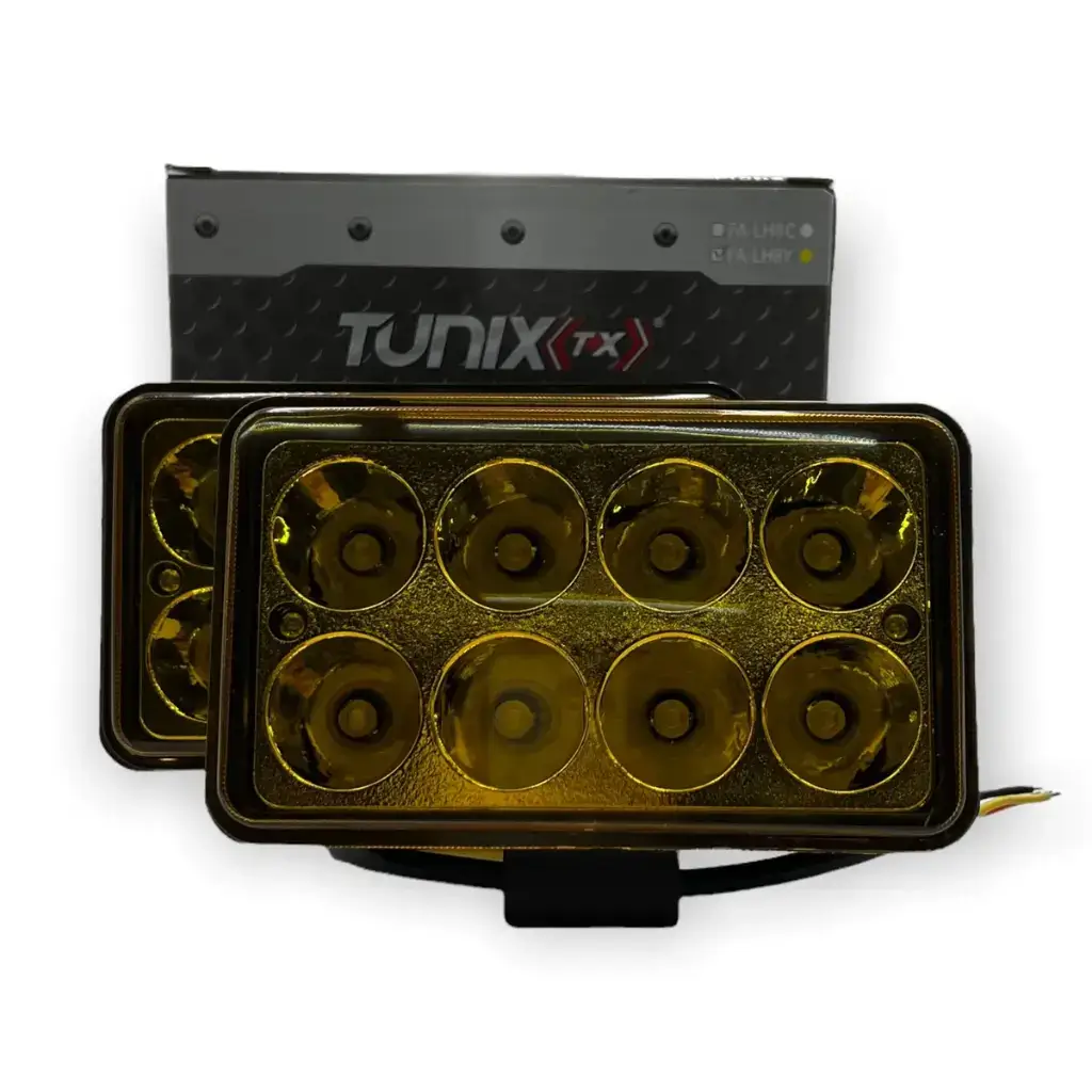 Faro de 8 LED ámbar rectangular sin lupa (par)