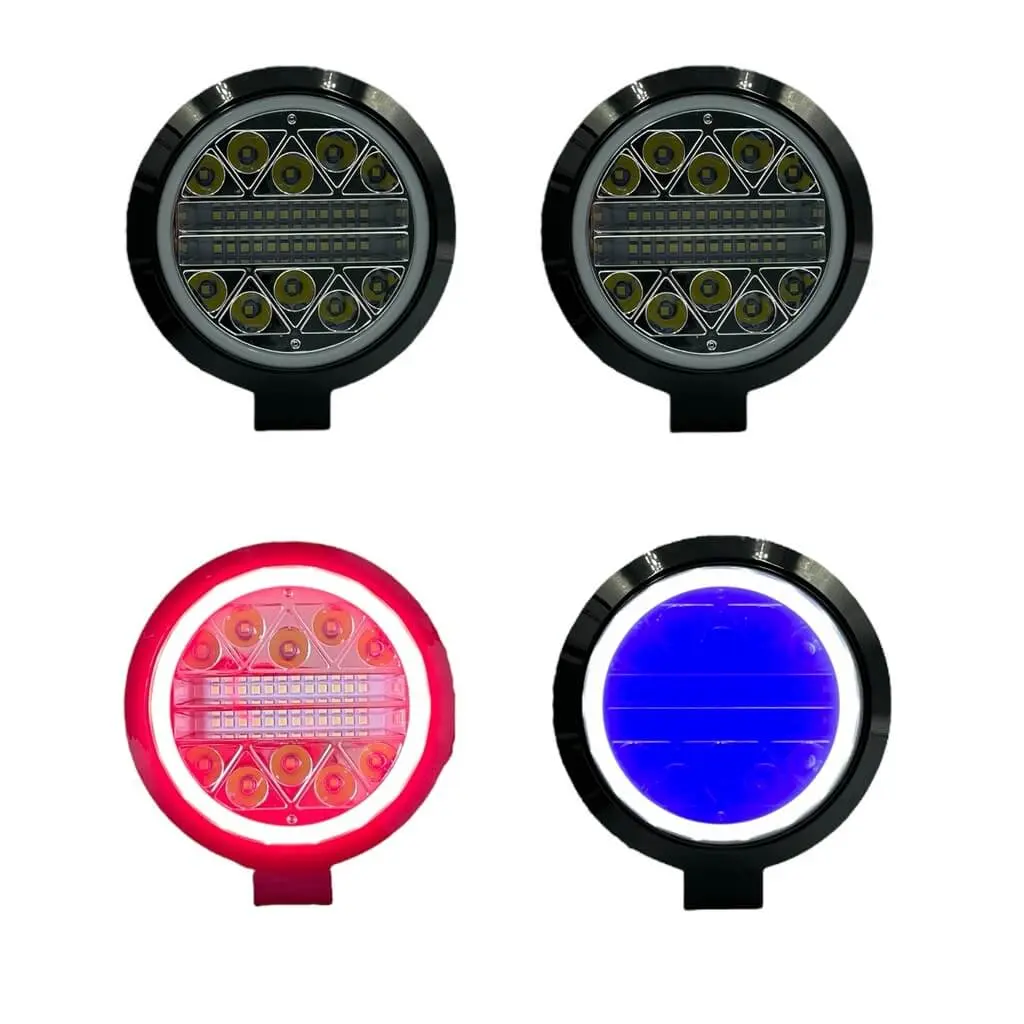 Faro redondo código patrulla con LED 34 con arillo de color y con función 