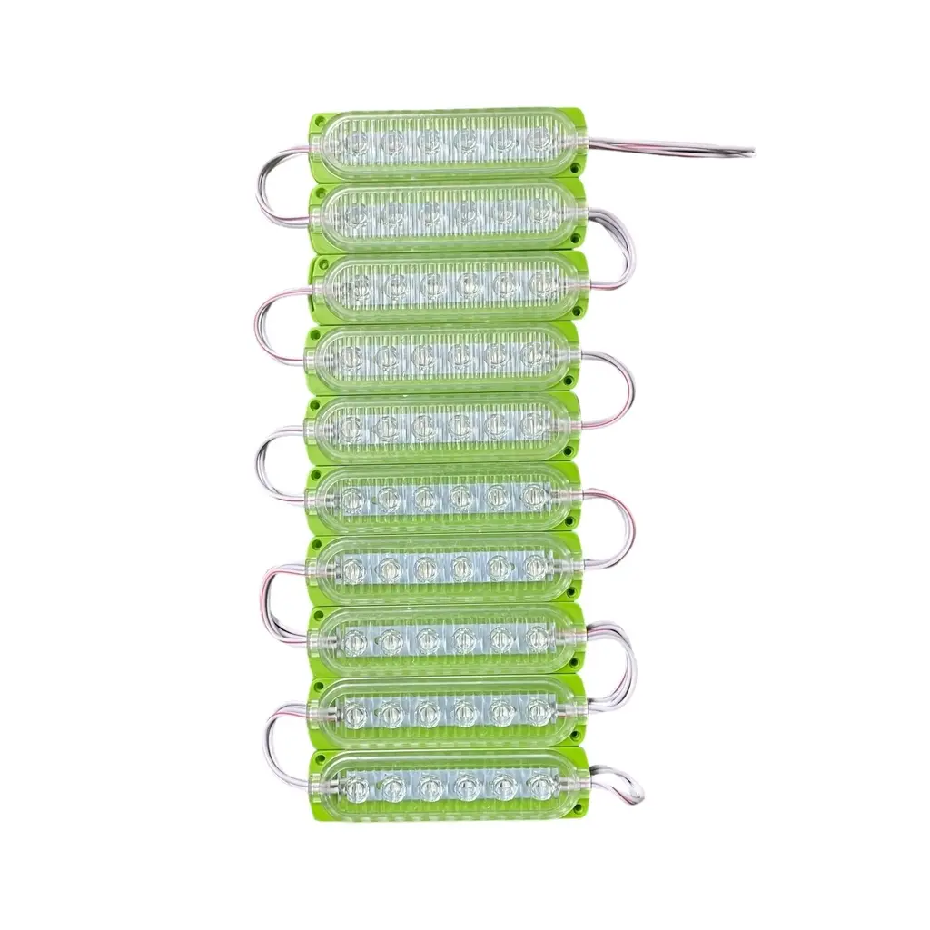 [FML38G / FML38G2-SAI] Modulo verde de 6 LED con cristal y lupas tira de 20 piezas
