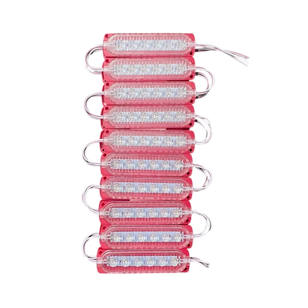 [FML38R / FML38R2-SAI] Modulo rojo de 6 LED con cristal y lupas tira de 20 piezas