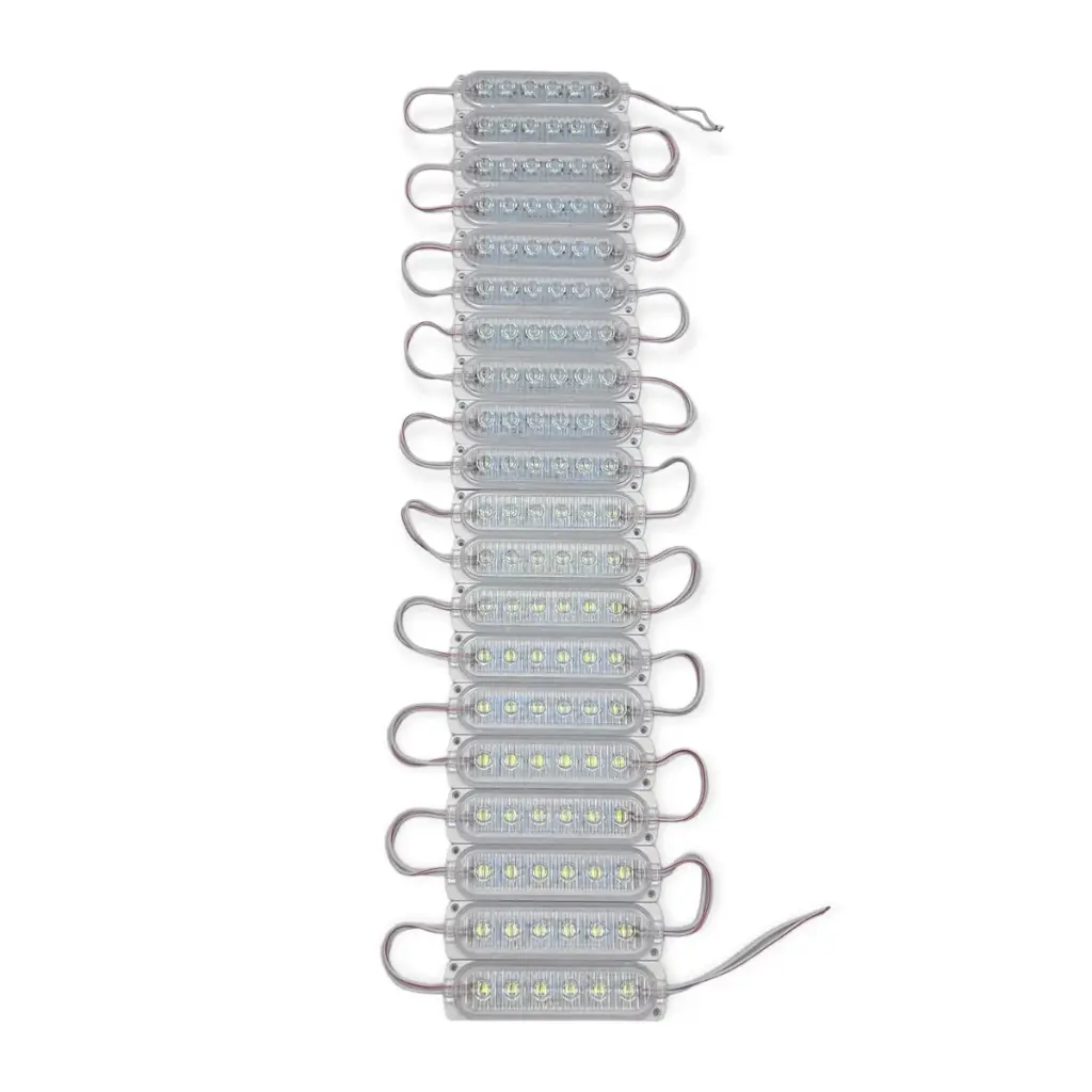 Modulo blanco de 6 LED con cristal y lupas en varios colores tira de 20 piezas