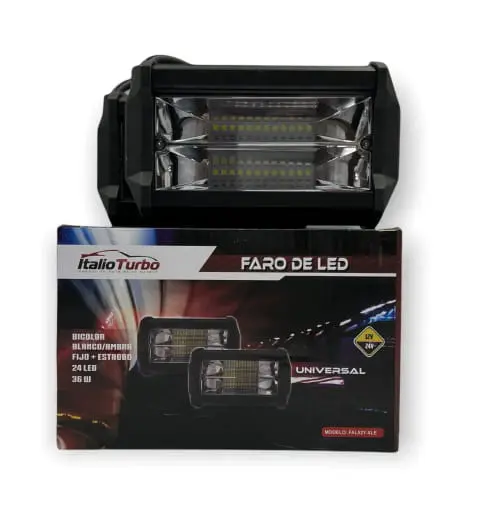 Faro de 12 LED rectangular blanco