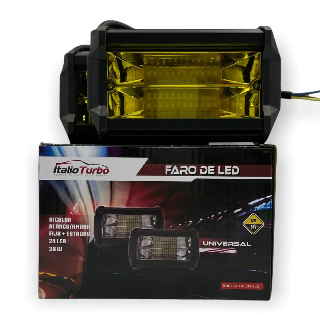 Faro de 12 LED rectangular ámbar