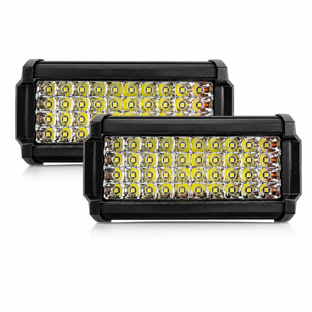 [FAL56F-SAI] Faro blanco LED rectangular de 48 LED función fijo + estrobo