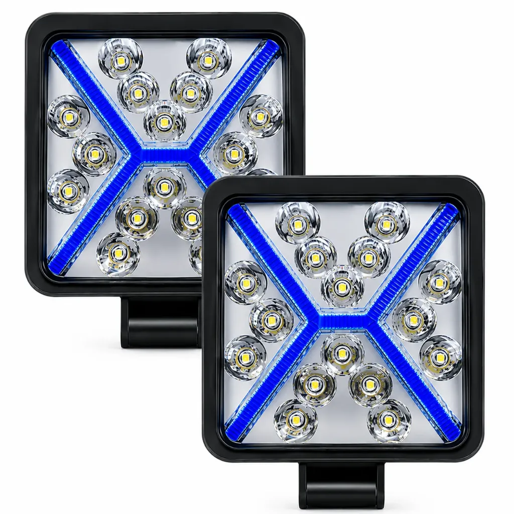 [FAL60B-SAI] Faro LED azul cuadrado glo "X" 