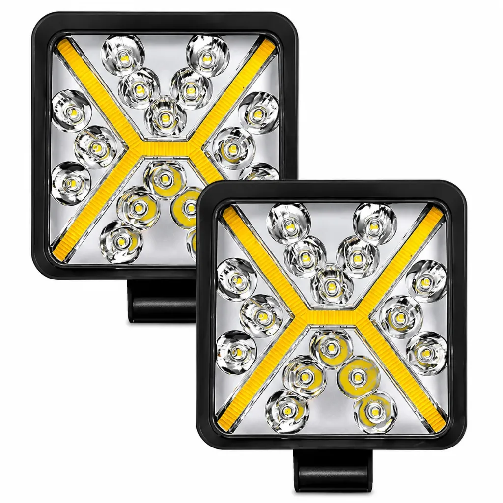[FAL60Y] Faro LED amarillo cuadrado glo "X" 