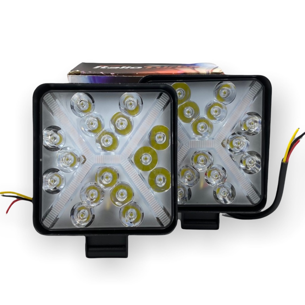 Faro LED amarillo cuadrado glo "X" 