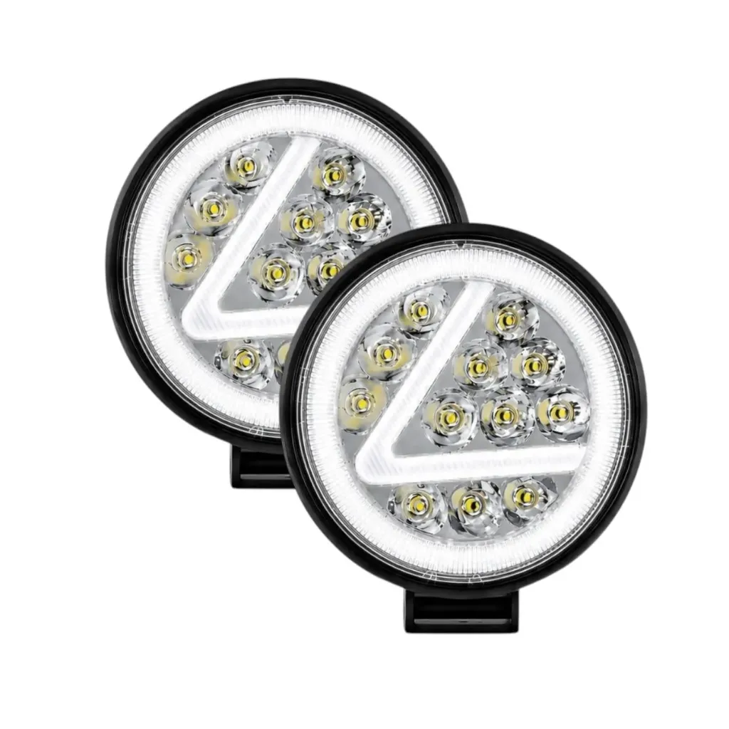 [FAL62W-SAI] Faro LED circular luz blanca y "Aro y <" de color blanco