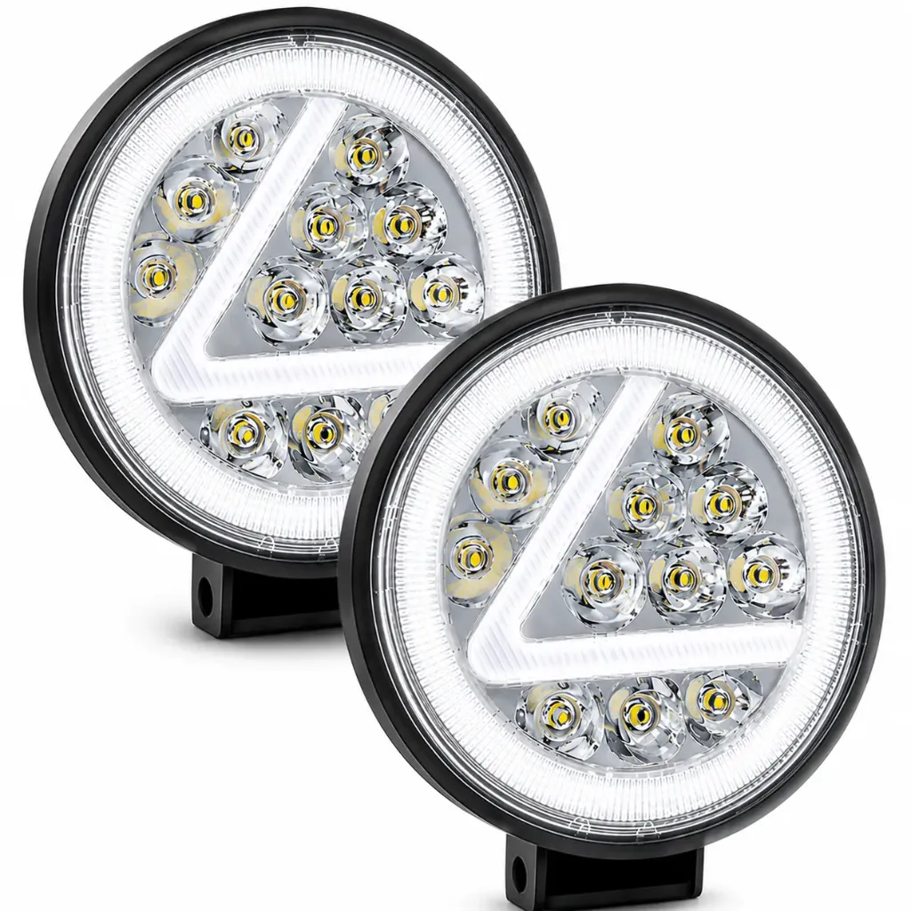[FAL62W-SAI] Faro LED circular luz blanca y "Aro y <" de color blanco