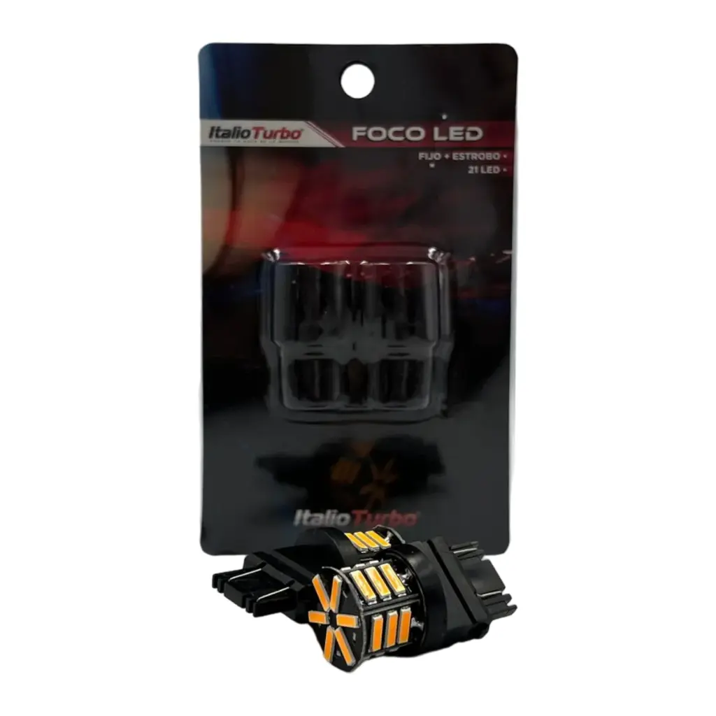 Foco LED 3157 ámbar de 21 LED fijo + estrobo
