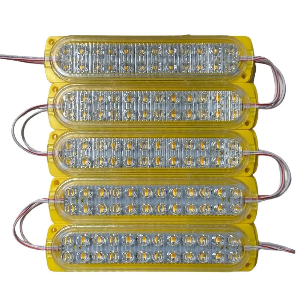 Módulo amarillo de cristal y lupa ultra potente de 24 LED (Tira de 10 piezas)