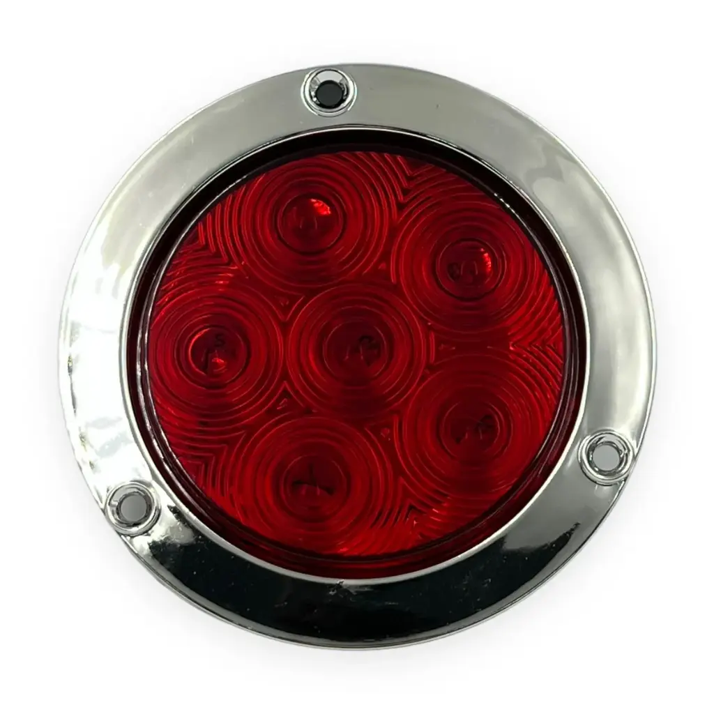 Plafón rojo multivoltaje de 6 LED contorno cromado función fijo + estrobo