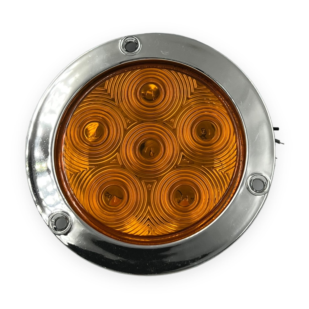 Plafón ámbar multivoltaje de 6 LED contorno cromado función fijo + estrobo