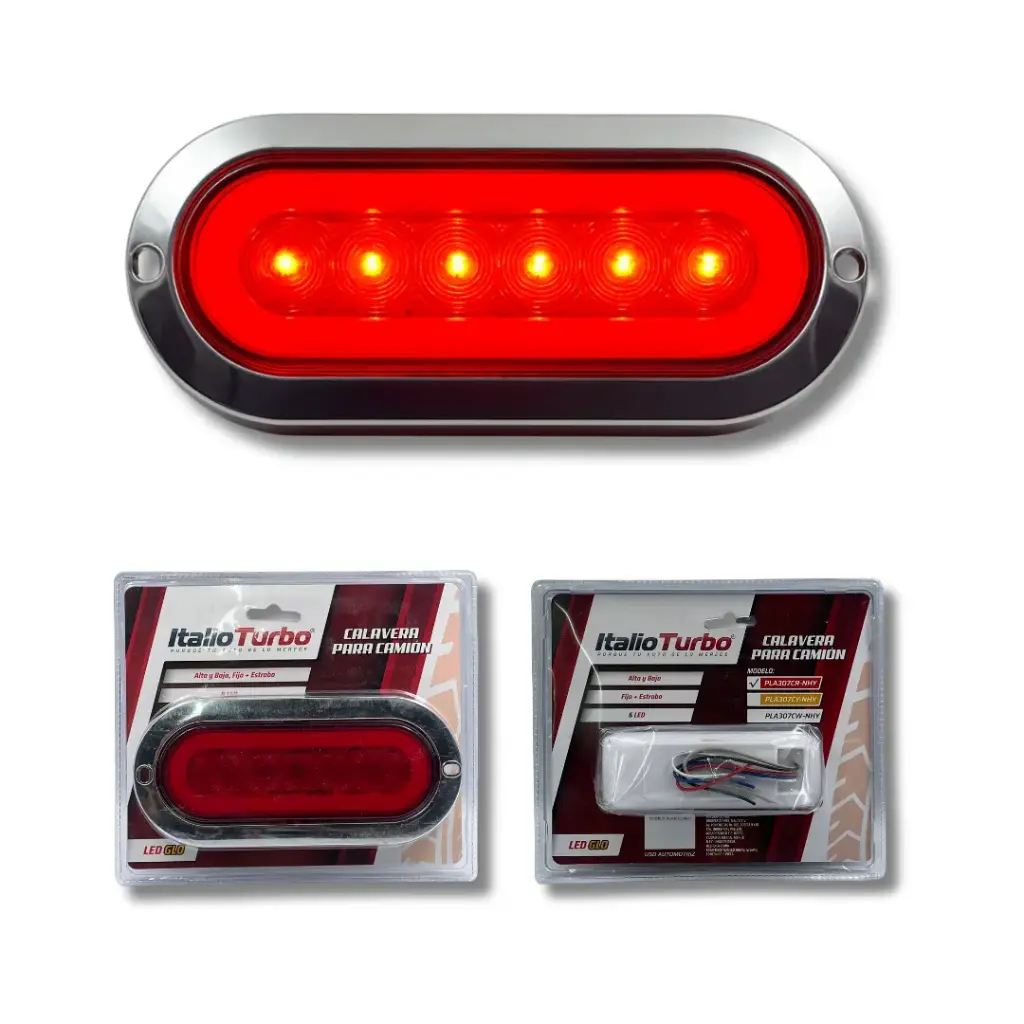  Plafón ovalado rojo con 6 LED y contorno de gel  