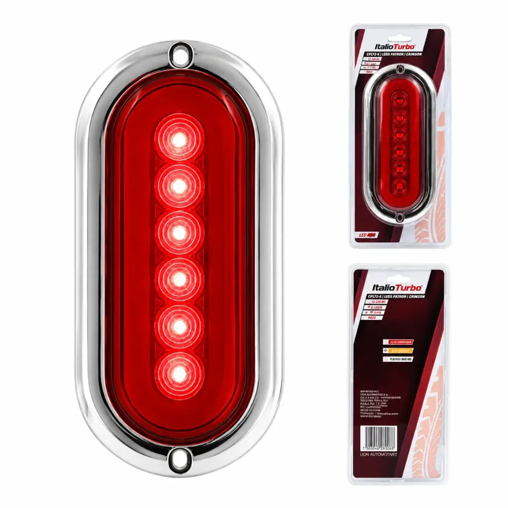 [PLA307CR-SAI]  Plafón ovalado rojo con 6 LED y contorno de gel  