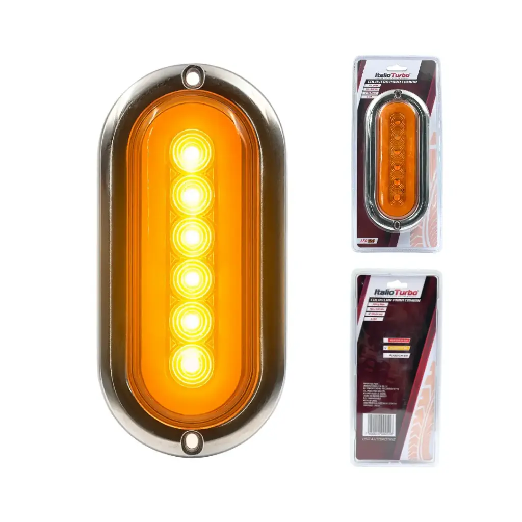 Plafón ovalado ámbar con 5 LED y contorno de gel 