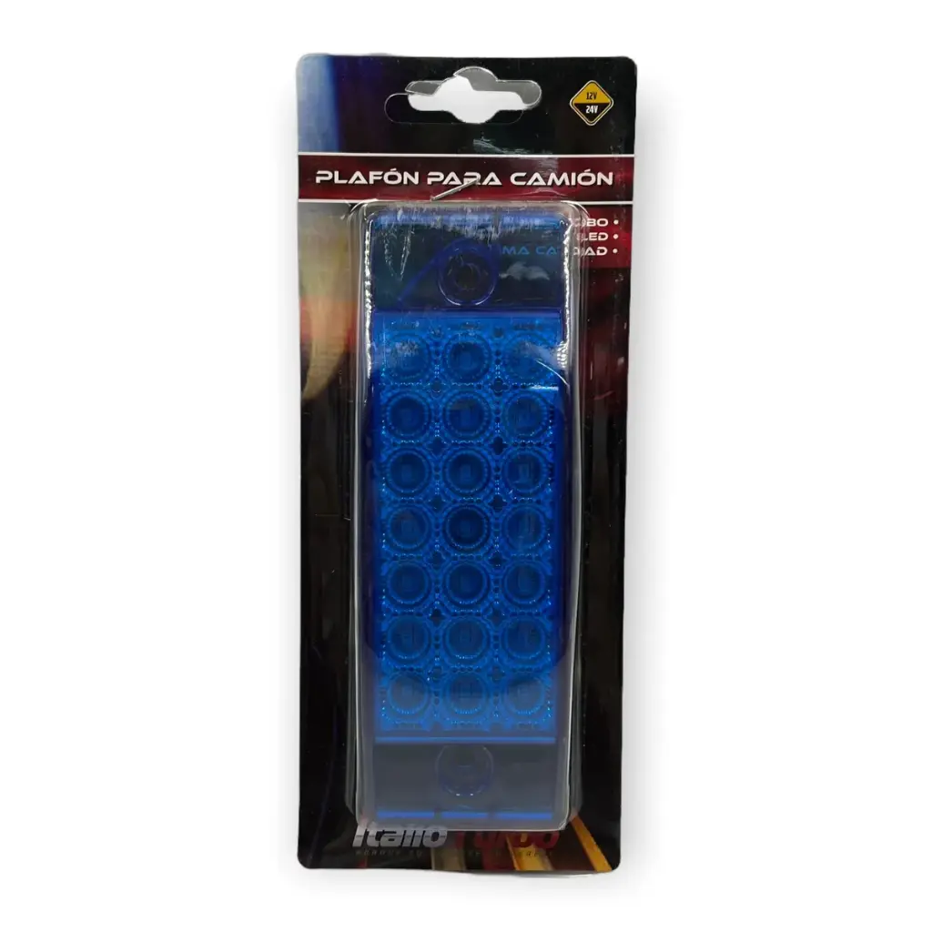 Plafón azul rectangular multivoltaje función estrobo y fijo