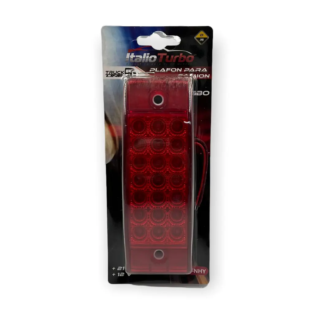 Plafón rojo rectangular multivoltaje función estrobo y fijo