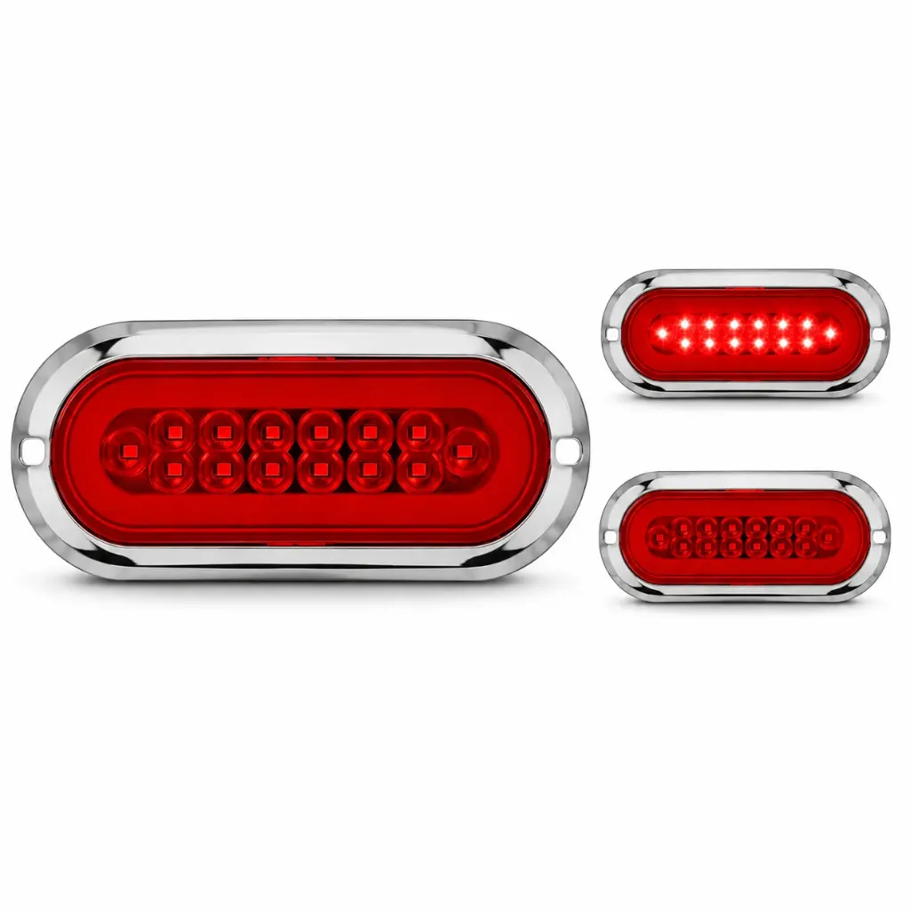[PLA6571C/R-SAI] Plafón multivoltaje ovalado rojo con arillo de gel con estrobo