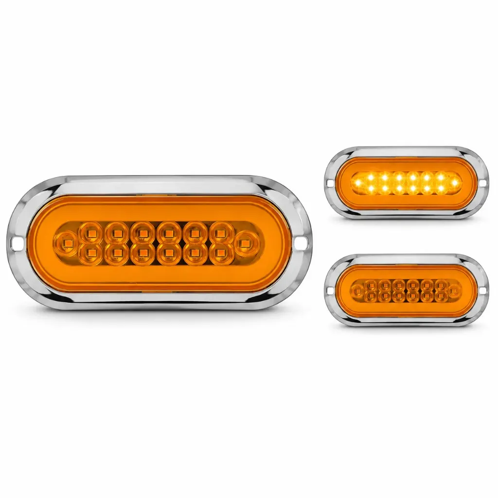 [PLA6571C/Y-SAI] Plafón multivoltaje ovalado ámbar con arillo de gel con estrobo