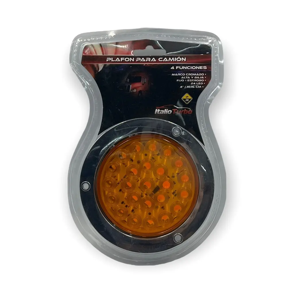 Plafón ámbar redondo con 24 LED y borde cromado 