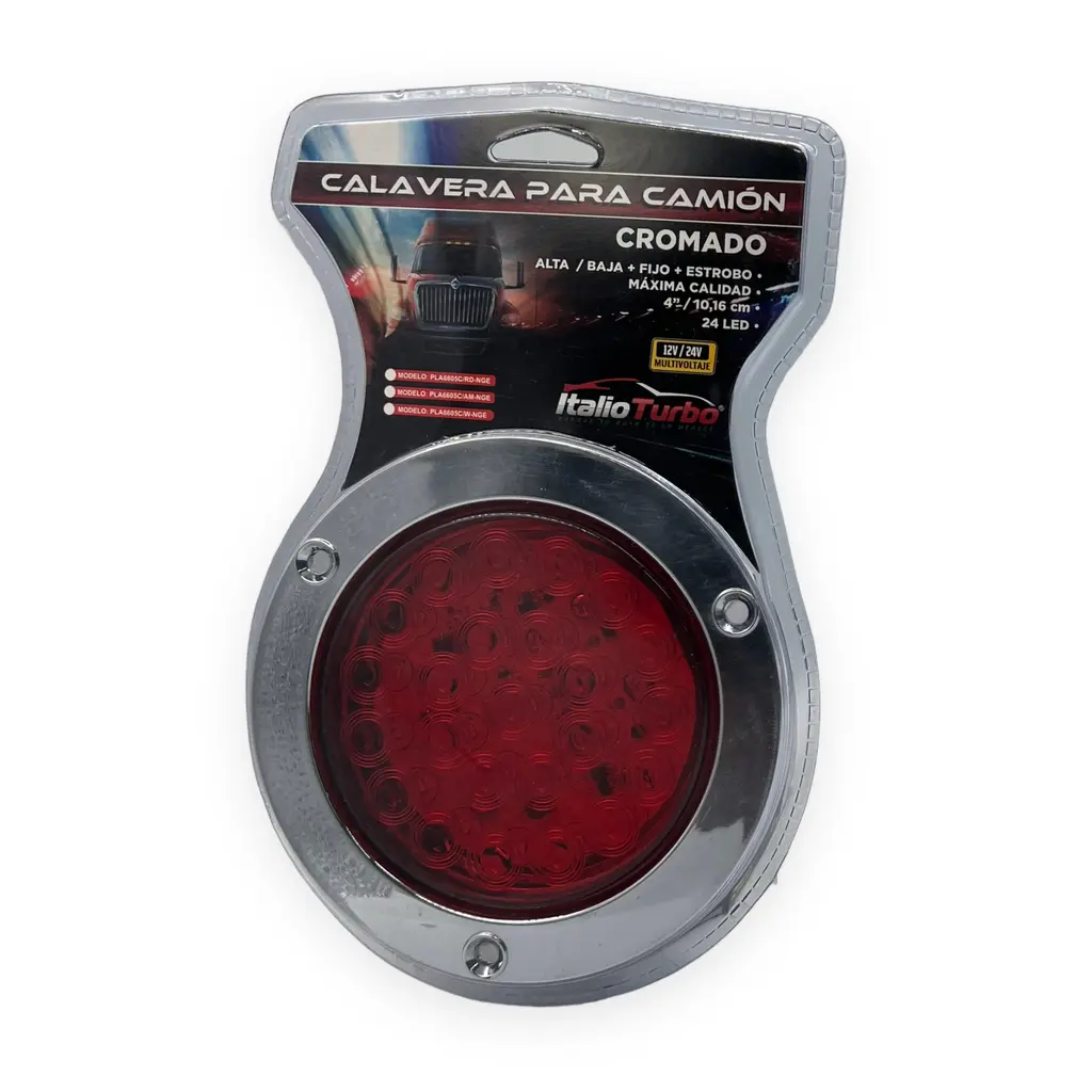 Plafón redondo rojo con 24 LED y borde cromado 