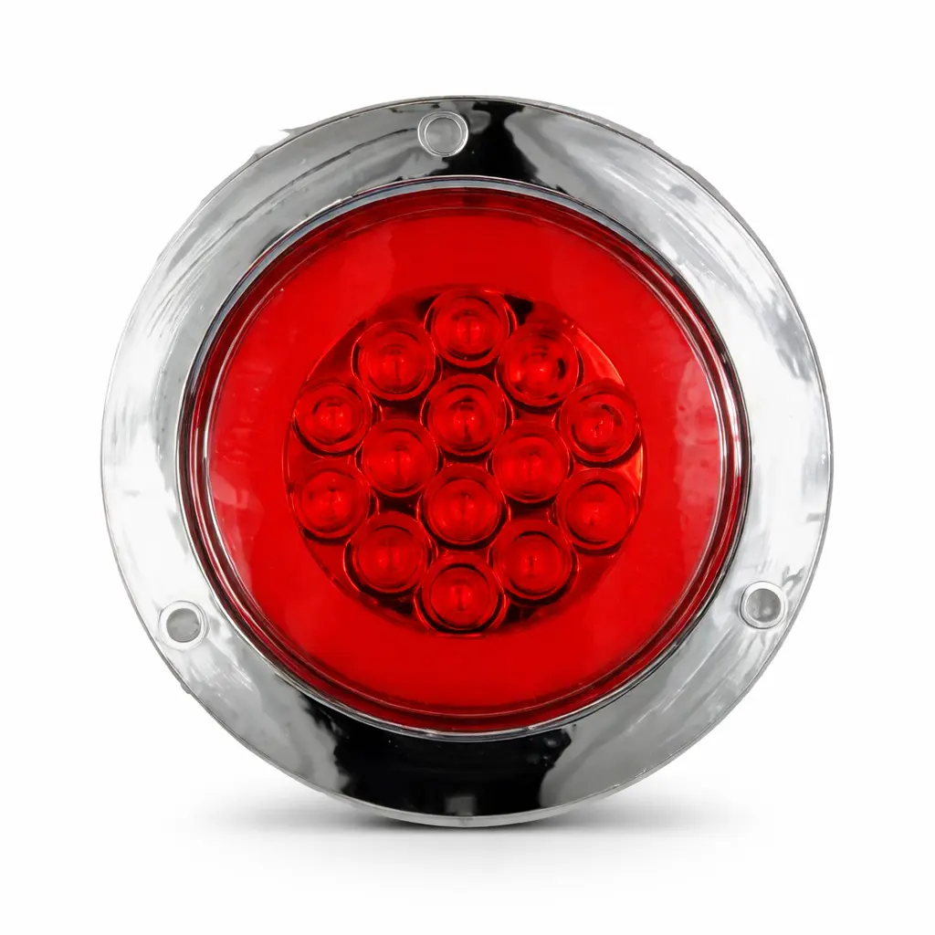 Plafón rojo multivoltaje redondo con 14 LED y GLO