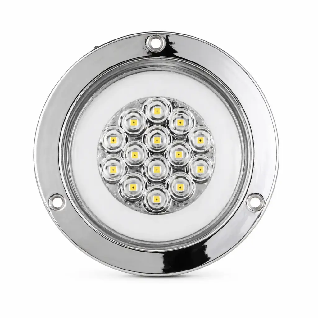 Plafón multivoltaje blanco redondo con 14 LED y GLO