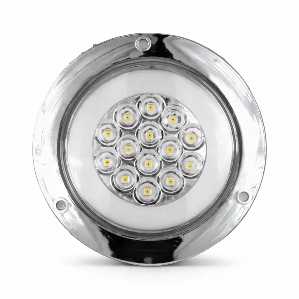 Plafón multivoltaje blanco redondo con 14 LED y GLO