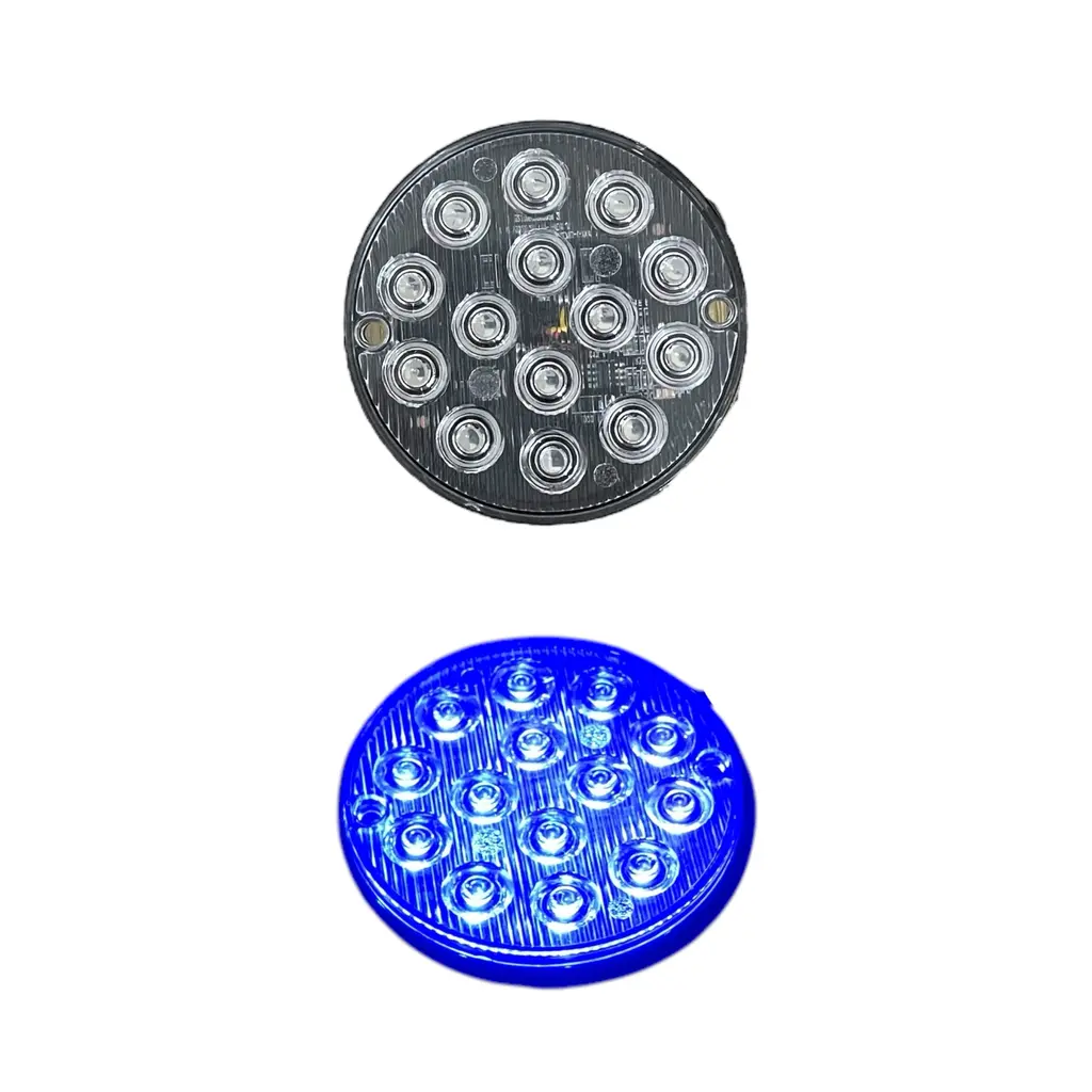 Faro redondo azul de 14 LED con estrobo