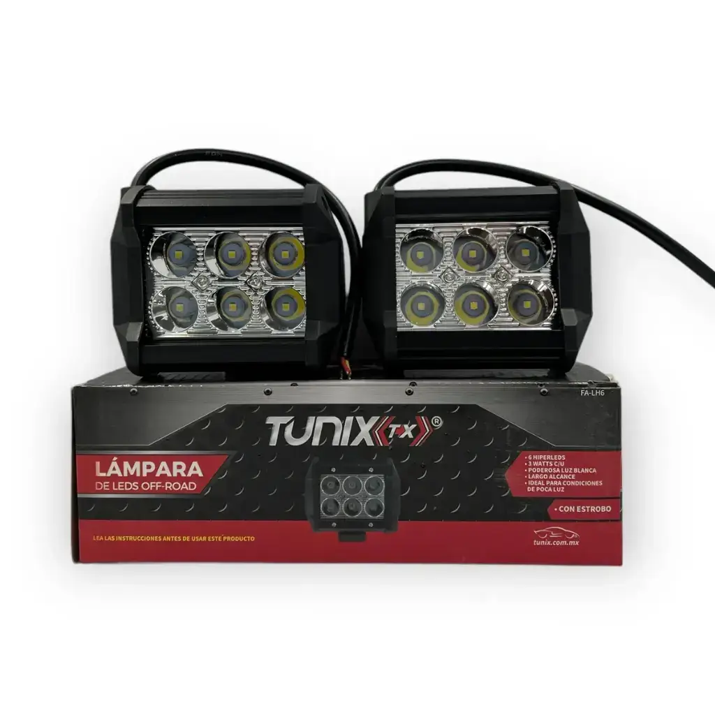 Faro tipo C de 6 LED con carcaza de color negro