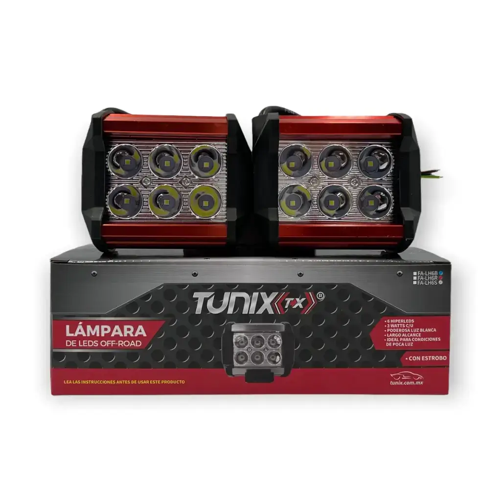 Faro tipo C de 6 LED con carcaza de color rojo